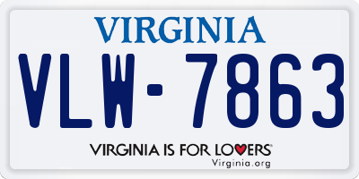 VA license plate VLW7863