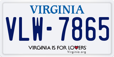 VA license plate VLW7865