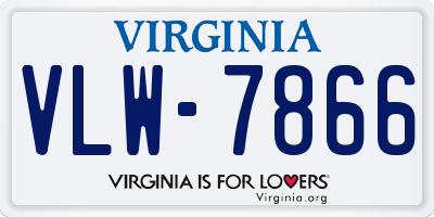 VA license plate VLW7866