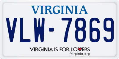 VA license plate VLW7869