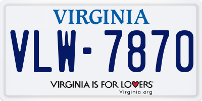 VA license plate VLW7870