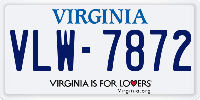 VA license plate VLW7872