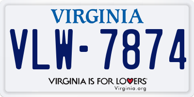 VA license plate VLW7874