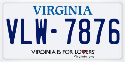 VA license plate VLW7876