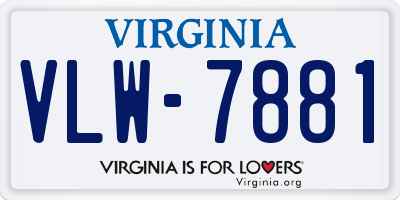 VA license plate VLW7881