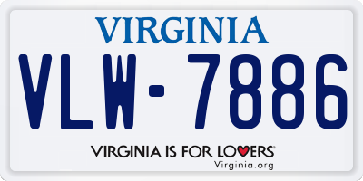 VA license plate VLW7886