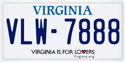 VA license plate VLW7888