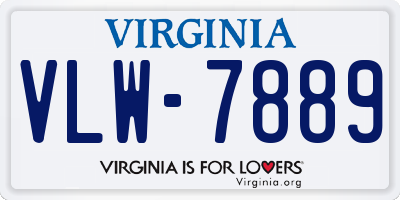 VA license plate VLW7889