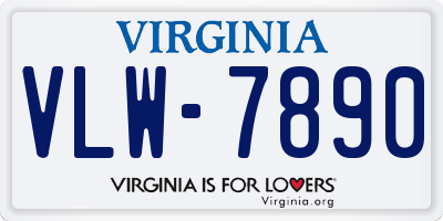 VA license plate VLW7890