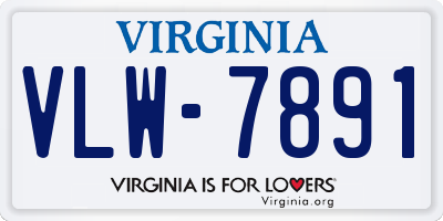 VA license plate VLW7891