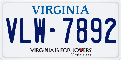 VA license plate VLW7892