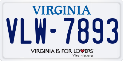 VA license plate VLW7893