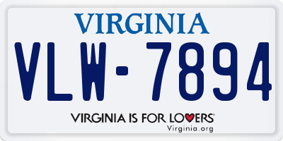 VA license plate VLW7894