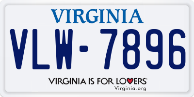 VA license plate VLW7896