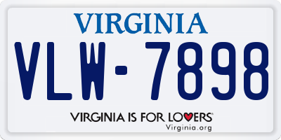 VA license plate VLW7898