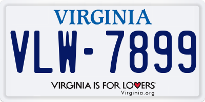 VA license plate VLW7899