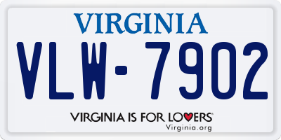 VA license plate VLW7902