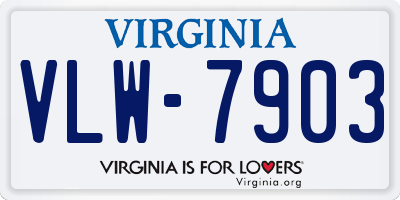 VA license plate VLW7903