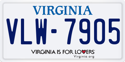 VA license plate VLW7905