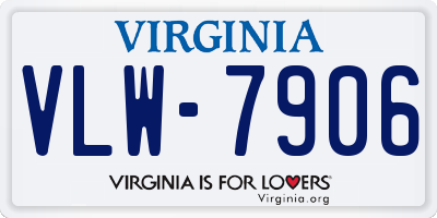 VA license plate VLW7906