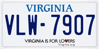 VA license plate VLW7907