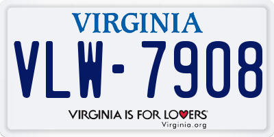 VA license plate VLW7908