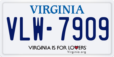 VA license plate VLW7909