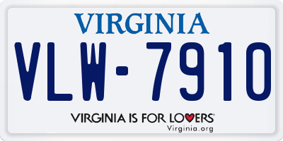 VA license plate VLW7910