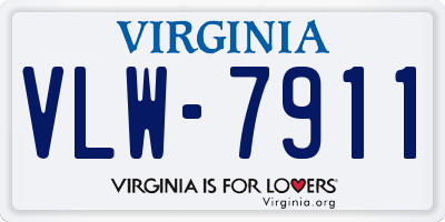 VA license plate VLW7911