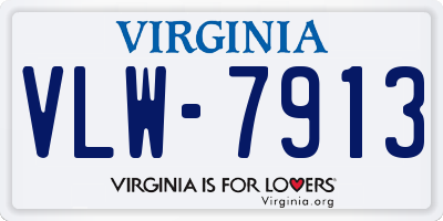 VA license plate VLW7913