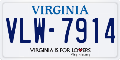 VA license plate VLW7914