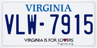 VA license plate VLW7915