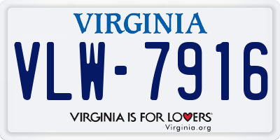 VA license plate VLW7916