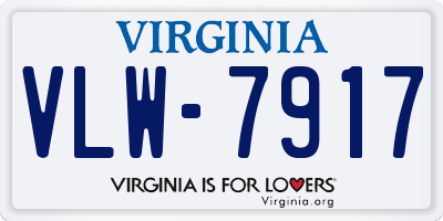 VA license plate VLW7917