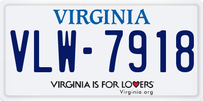 VA license plate VLW7918