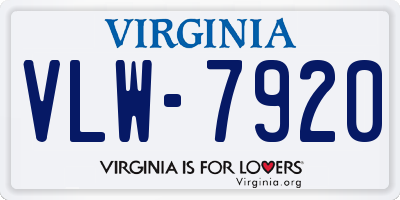 VA license plate VLW7920