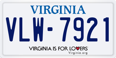 VA license plate VLW7921