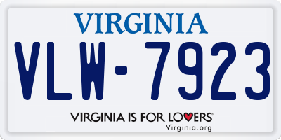 VA license plate VLW7923