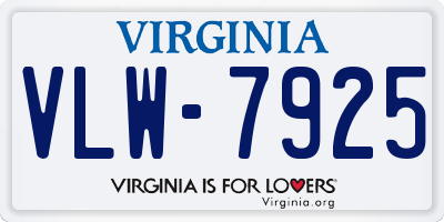 VA license plate VLW7925