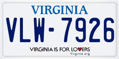 VA license plate VLW7926