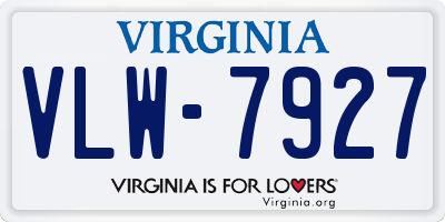 VA license plate VLW7927