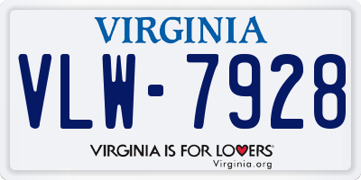 VA license plate VLW7928