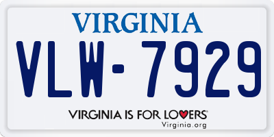 VA license plate VLW7929