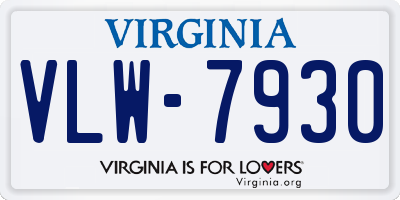 VA license plate VLW7930