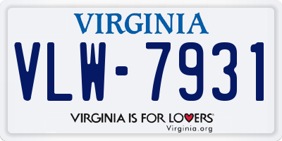 VA license plate VLW7931