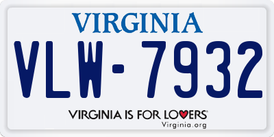 VA license plate VLW7932