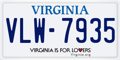 VA license plate VLW7935