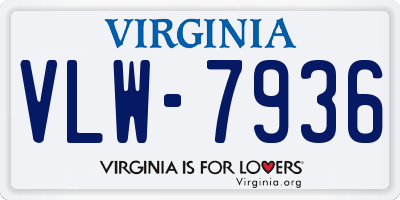 VA license plate VLW7936