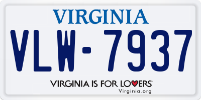 VA license plate VLW7937