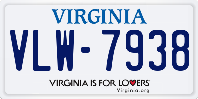 VA license plate VLW7938